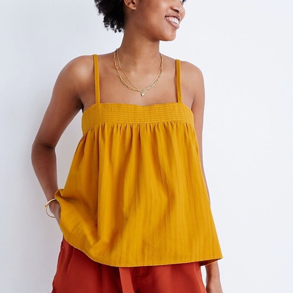 Madewell Stitched Swing Tank Top in Textured Stripe